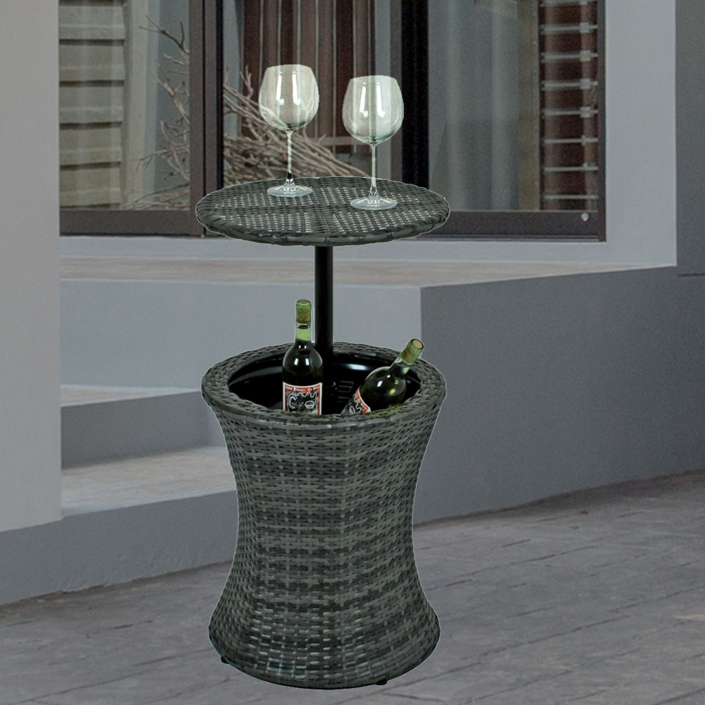 Bistro Stehtisch Rattan Getrankekuhler rund H 85 cm
