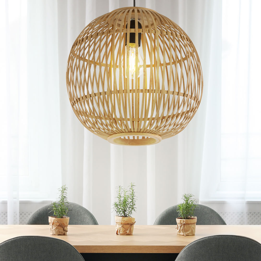 RGB LED Hngelampe, Bambus-Geflecht Kugel, dimmbar, H 150 cm | ETC Shop