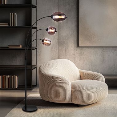 Staande lamp, booglamp, zwart, H 175 cm