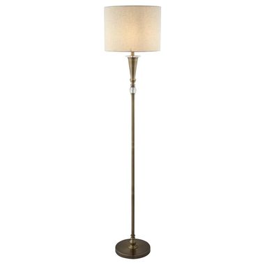 Oscar 1Lampada da terra Flammy, ottone antico, paralume in lino