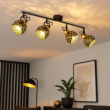 Deckenleuchte, 4 flammig, Spots verstellbar, L 60 cm