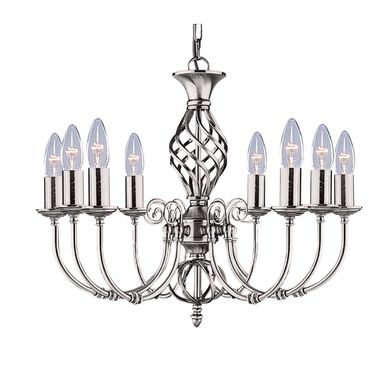 Zanzibar 8-flame satin silver lamp satin silver metal