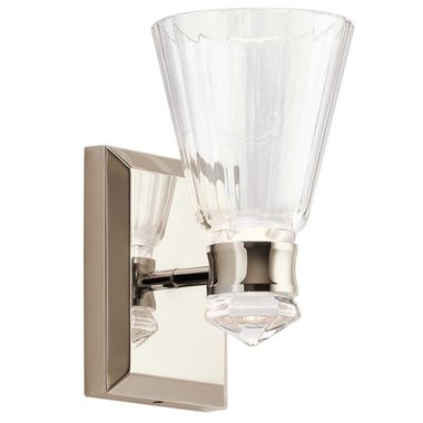 Applique murale LED, luminaire de salle de bain, acier, verre, IP44, L 13 cm