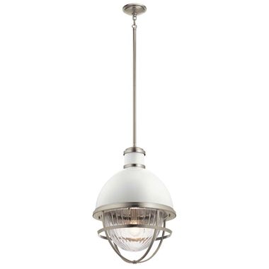 Suspension, lampe de salle de bain, nickel, acier, blanc, D 40,8 cm