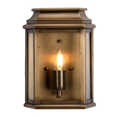 Wall lamp, outdoor lamp, lantern, brass glass, H 30.5 cm