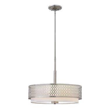 Hanging lamp, 3 bulbs, glass, linen, steel, D 53.4 cm