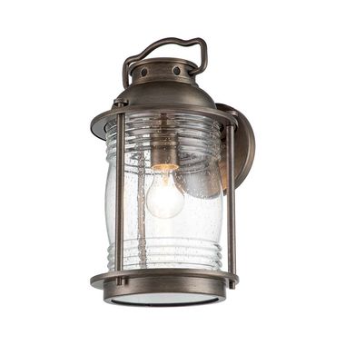 Outdoor wall lantern, aluminum brass, clear glass, H 40.4 cm