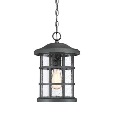 Outdoor lamp, chain lantern, glass, black, H 32.5 cm