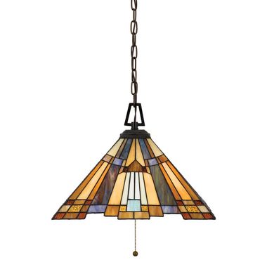 Hängeleuchte, Deckenlampe, Tiffany-Glas Metall, Bronze