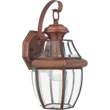 Outdoor light, wall light, brass glass, H 35.6 cm, copper