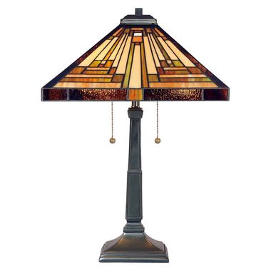 Table lamp, Tiffany glass, bronze, H 58.4 cm