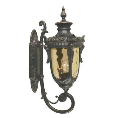 Outdoor lamp, wall lamp, lantern, metal glass, bronze, H 52.5 cm