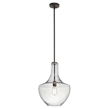 Pendant lamp, ceiling lamp, steel glass, bronze, D 35 cm