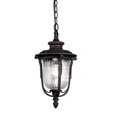 Outdoor lamp, chain lantern, steel glass, bronze, D 22.9 cm