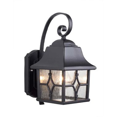 Outdoor lamp, wall lamp, ALU glass, black, H 32.8 cm