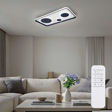LED ceiling light, remote control, CCT, white graphite, L 70 cm