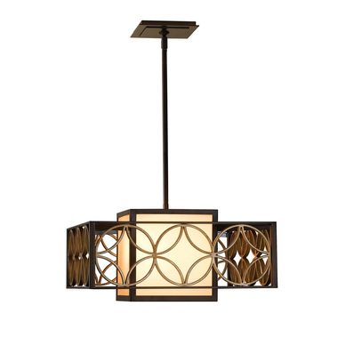 Pendant lamp, ceiling light, iron, bronze, D 53.3 cm