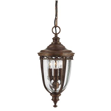 Outdoor lamp, chain lantern, steel glass, D 21.6 cm, bronze