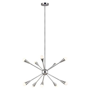 LED Kronleuchter, 10-Flammig, Nickel, D 70,5 cm