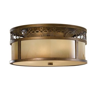 Ceiling lamp, iron glass, bronze, D 38.1 cm