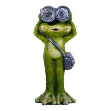 LED solar light, frog, ceramic green, H 30 cm