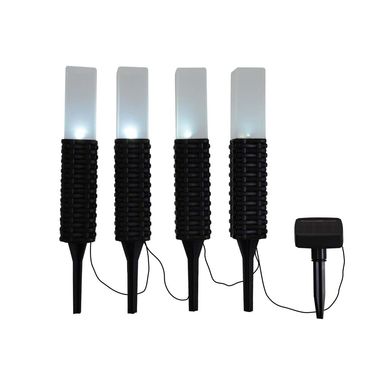 4er Set LED Solarleuchte, schwarz, Erdspieß, H 26 cm