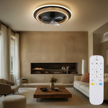 LED plafondventilator, houtlook, afstandsbediening, CCT, D 50 cm