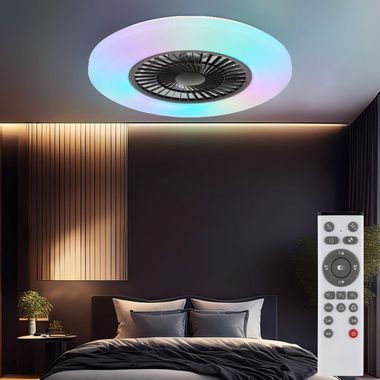 Ventilateur de plafond LED, télécommande dimmable, D 59,5 cm