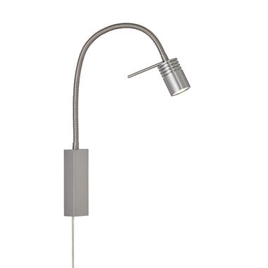LED wall light, matt nickel, flexible, H 40 cm