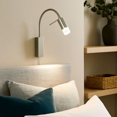 LED Wandleuchte nickel, flexibel, H 40 cm