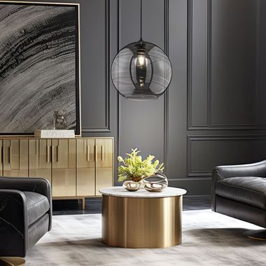 Lampe à suspendre, noir, verre fumé, H 140 cm