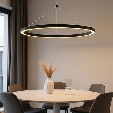 LED pendant light, black metal, dimmable, H 120 cm