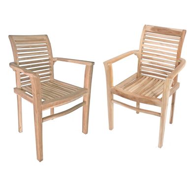 Stapelstuhl, Gartenstuhl JAVA 2er Set, mit Armlehnen