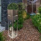 Pflanzsäule Edelstahl Gartendeko Metallständer mit Schale silber