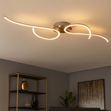 LED ceiling light, steel-coloured, dimmable L 128 cm
