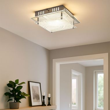 LED plafondlamp, glas, 1 vlam, gesatineerd