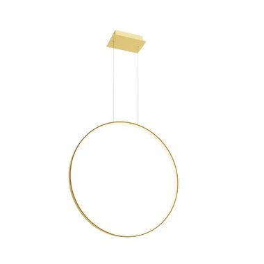 LED hanging lamp, gold steel, ring design, H 150 cm