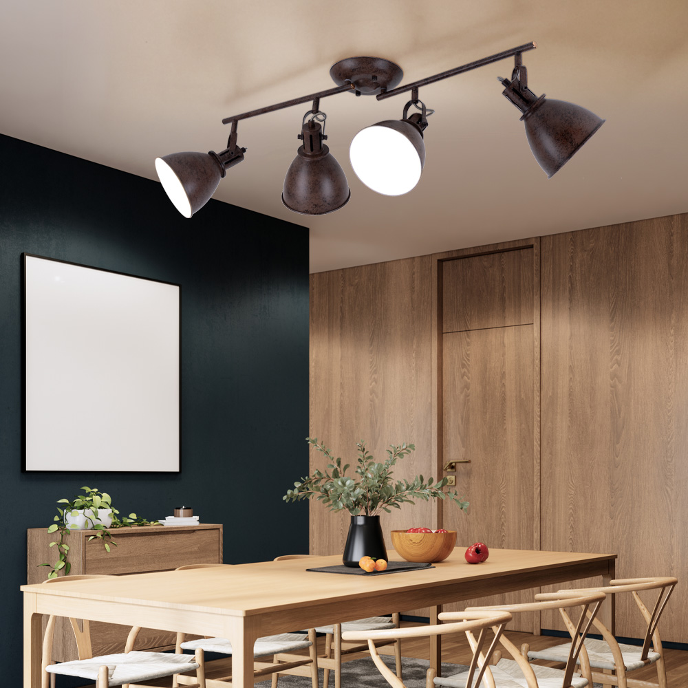 Ceiling light rust ceiling lamp spotlight swiveling spotlight living room lights metal 4x LED 3W 250Lm warm white L 80 cm ETC Shop lamps furniture technology household. All from one source
