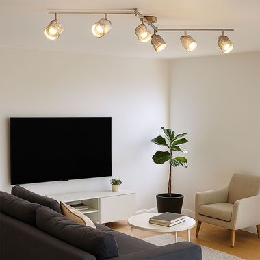 Plafondlamp, decoratieve stempels, zilver, L 145 cm