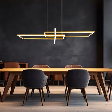 LED hanging lamp, brass, switch dimmer, 110 cm