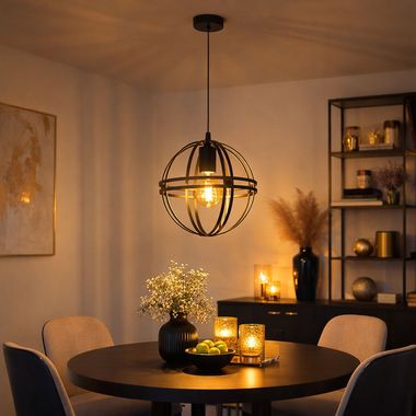 Hängeleuchte, Metall, Schwarz, D 20 cm