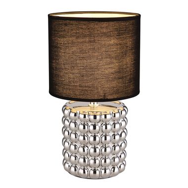 Table lamp, ceramic textile chrome, black, H 33 cm