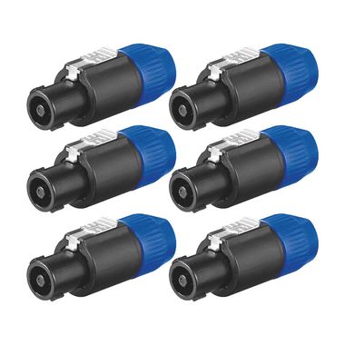 Set of 6 PA speaker plugs, cable plug 4-pin