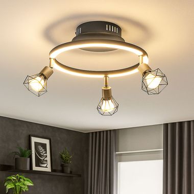 LED Deckenleuchte, Spots beweglich, graphit, L 46 cm