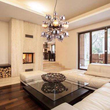 Hanglamp, rookglas, bollen, zwart, D 51,5 cm