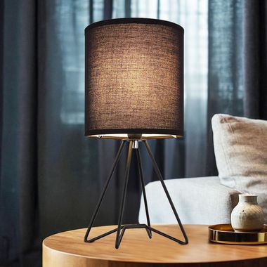 Tafellamp, textiel, zwart, H 34,5 cm