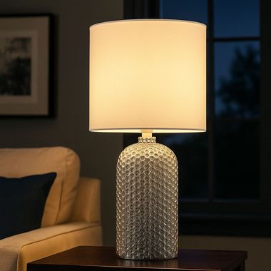 Table lamp, glass textile, white, H 50 cm
