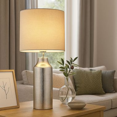 Table lamp, ceramic textile, silver, H 61 cm