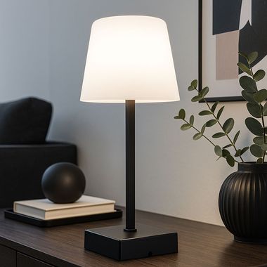 LED tafellamp, zwart, touch dimmer, oplaadbare batterij, H 25,5 cm