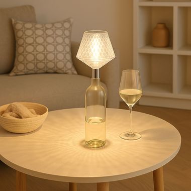 LED fles top, kristal effect, touch dimmer, verchroomd